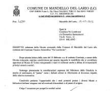 Adesione della Giunta comunale della CittÃ  di Mandello del Lario alle iniziative e agli scopi del Comitato Tecnico Scientifico 