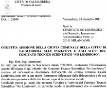 Adesione della Giunta comunale della CittÃ  di Valmadrera alle iniziative e agli scopi del Comitato Tecnico Scientifico 