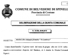 La Città di Belvedere di Spinello (KR) è Testimonial del Comitato No Lombroso