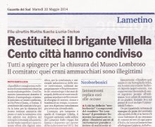 Restituiteci il Brigante Villella...Cento CittÃ  hanno condiviso