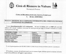 La CittÃ  di Rionero in Vulture (PZ) ha aderito al Comitato No Lombroso