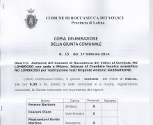 La CittÃ  di Roccasecca dei Volsci (LT) ha aderito al Comitato No Lombroso