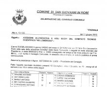 Adesione del Consiglio Comunale della CittÃ  di San Giovanni in Fiore (CS) alle iniziative e agli scopi del Comitato Tecnico Scientifico 