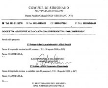 La CittÃ  di Sirignano (AV) ha aderito al Comitato No Lombroso