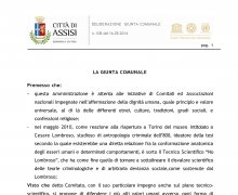 La CittÃ  di Assisi (PG) ha aderito al Comitato No Lombroso