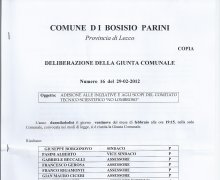 Adesione della Giunta comunale di Bosisio Parini alle iniziative e agli scopi del Comitato Tecnico Scientifico 