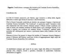 Adesione della CittÃ  di Cetraro (CS) al Comitato No Lombroso