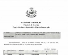 Adesioen del Comune di Bianchi al Comitato No Lombroso