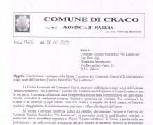 Adesione della CittÃ  di Craco (MT) al Comitato No Lombroso