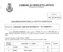 Adesione della CittÃ  di Feroleto Antico (CZ) al Comitato No Lombroso