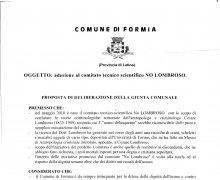 La CittÃ  di Formia (LT) ha aderito al Comitato No Lombroso