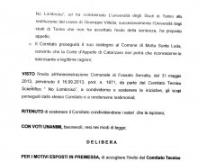 La CittÃ  di Fossato Serralta (CZ) ha aderito al Comitato No Lombroso