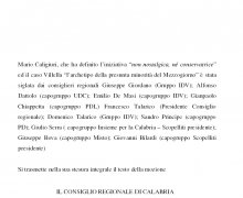 Adesione del Consiglio Regionale Calabrese alle iniziative e agli scopi del Comitato Tecnico Scientifico 