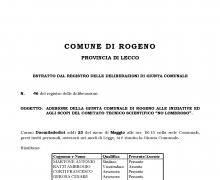 Adesione della Giunta comunale della CittÃ  di Rogeno (LC) alle iniziative e agli scopi del Comitato Tecnico Scientifico 