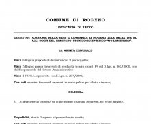 Adesione della Giunta comunale della CittÃ  di Rogeno (LC) alle iniziative e agli scopi del Comitato Tecnico Scientifico 