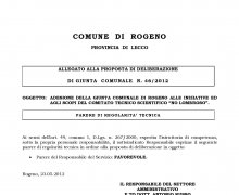 Adesione della Giunta comunale della CittÃ  di Rogeno (LC) alle iniziative e agli scopi del Comitato Tecnico Scientifico 