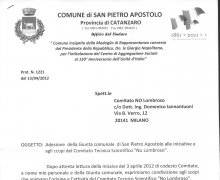 Adesione della Giunta comunale della CittÃ  di San Pietro Apostolo alle iniziative e agli scopi del Comitato Tecnico Scientifico 