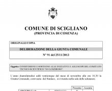 La CittÃ  di Scigliano (CS) ha aderito al Comitato No Lombroso