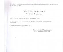 La CittÃ  di Umbriatico (KR) ha aderito al Comitato No Lombroso