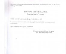 La CittÃ  di Umbriatico (KR) ha aderito al Comitato No Lombroso