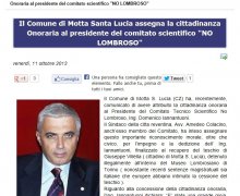 Cittadinanza onoraria al presidente del Comitato No Lombroso