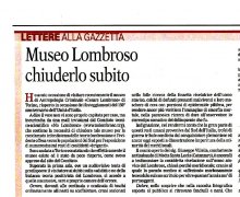 Museo Lombroso chiuderlo subito