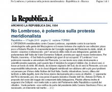 No Lombroso, Ã¨ polemica sulla protesta meridionalista