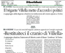 Il brigante Villella mette d'accordo i politici: Restituiteci il cranio di Villella