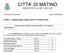 La Città di Matino (LE) è Testimonial del Comitato No Lombroso