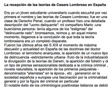 La recepciÃ³n de las teorÃ­as de Cesare Lombroso en EspaÃ±a