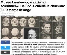 Museo Lombroso, "razzismo scientifico": De Bonis chiede la chiusura: il Piemonte insorge