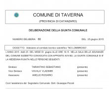 La CittÃ  di Taverna Ã¨ Testimonial del Comitato No Lombroso