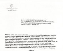 Mario Occhiuto, Sindaco della CittÃ  di Cosenza, Ã¨ Testimonial del Comitato No Lombroso