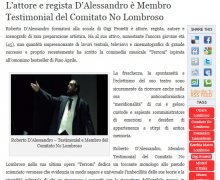 L'attore e regista D'Alessandro Ã¨ Membro Testimonial del Comitato No Lombroso