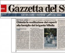 Chiesta la restituzione dei reperti dalla famiglia del brigante Villella